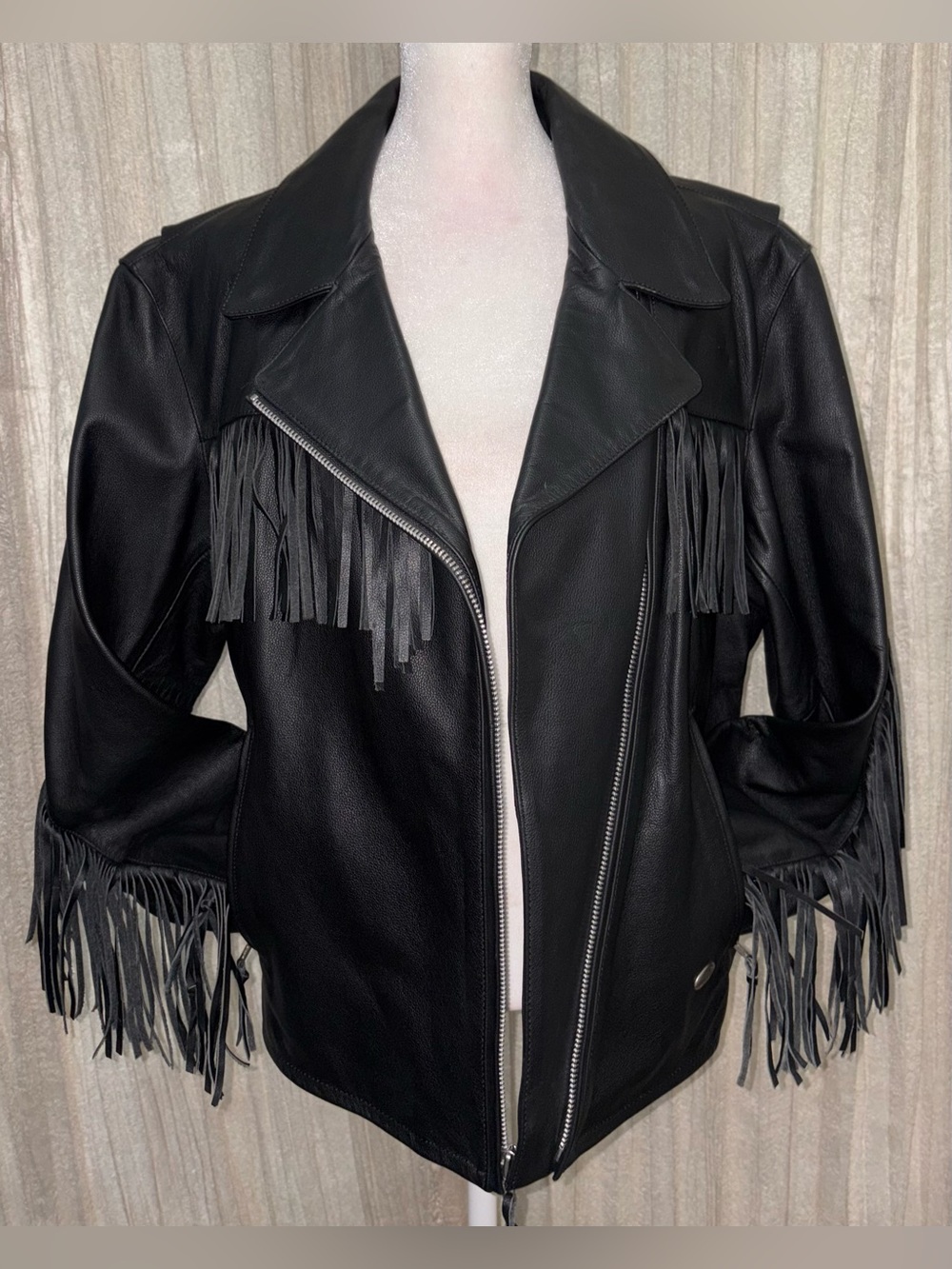 Authentic Harley Davidson Women’s XL Leather Fringe Motorcycle Riding Jacket Y2k - Picture 1 of 10